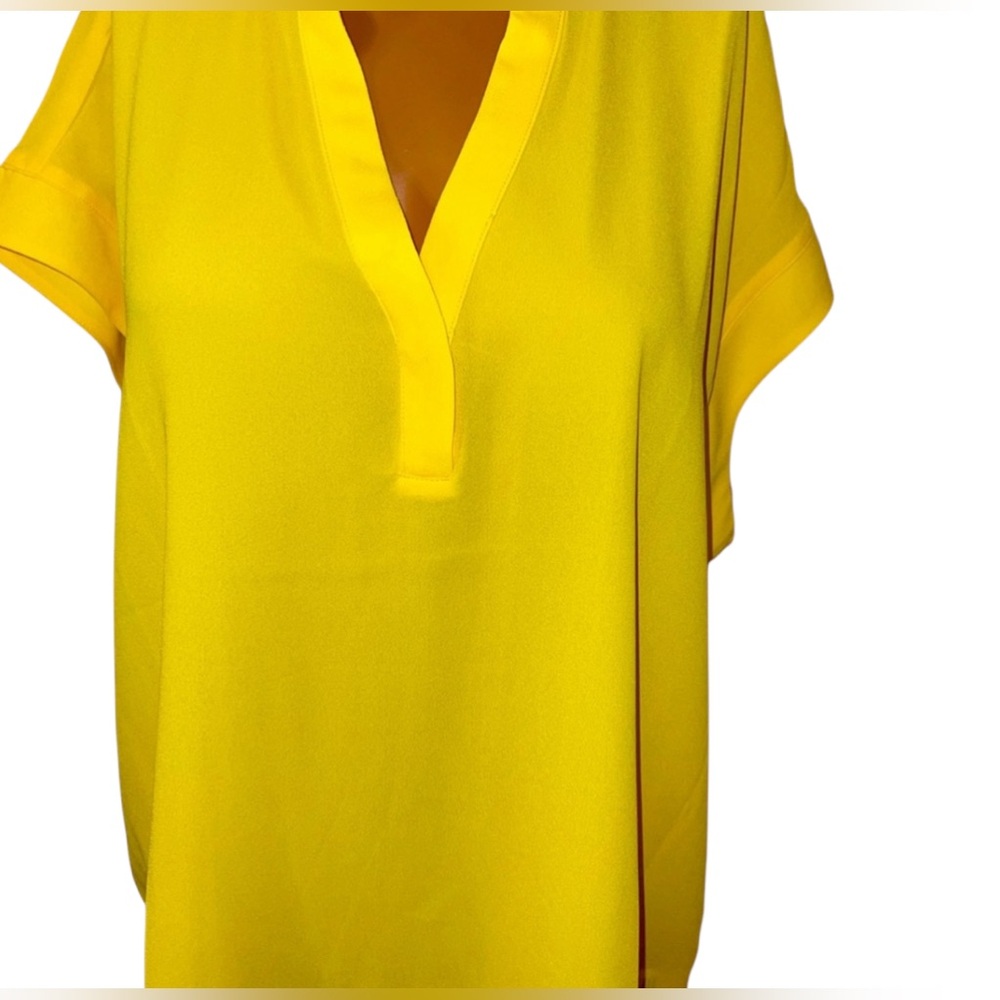 CYNTHIA STEFFE BLOUSE WOMEN GEORGETTE SHORT SLEEVE V-NECK YELLOW COLOR SIZE S